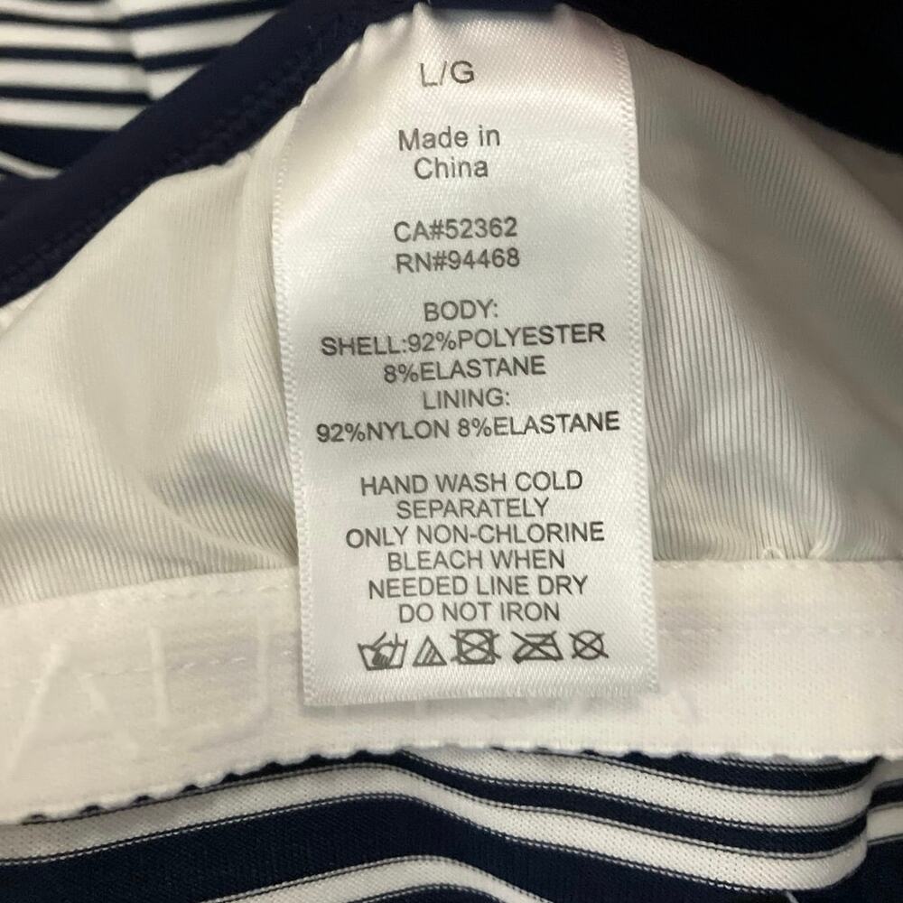 Nautica Women's Navy/ White Dock Lines Striped Tankini Swimwear Top SZ L - Picture 6 of 6
